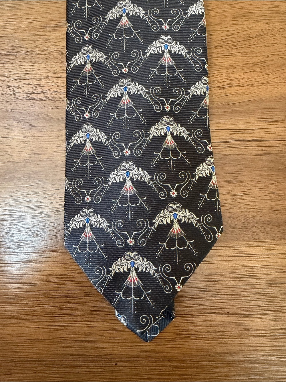 Robert Talbott Nordstrom Mens 100% Silk Geometric Tie Black Gray Made USA